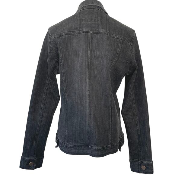 Eddie Bauer Jacket Womens Medium Workwear Denim Button Up Trucker Coat Stretch - Picture 2 of 9